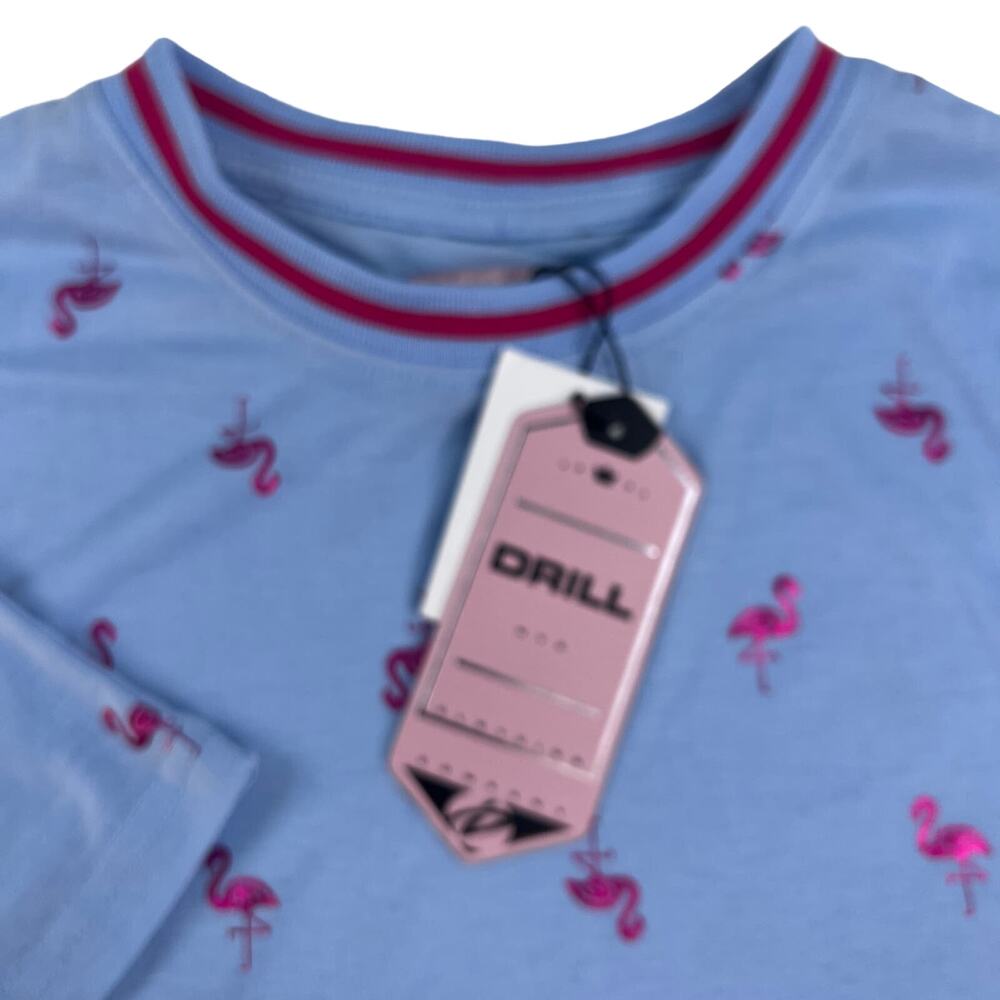 Drill Clothing NYC Tee Shirt Light Blue Flamingos‎ NEW M